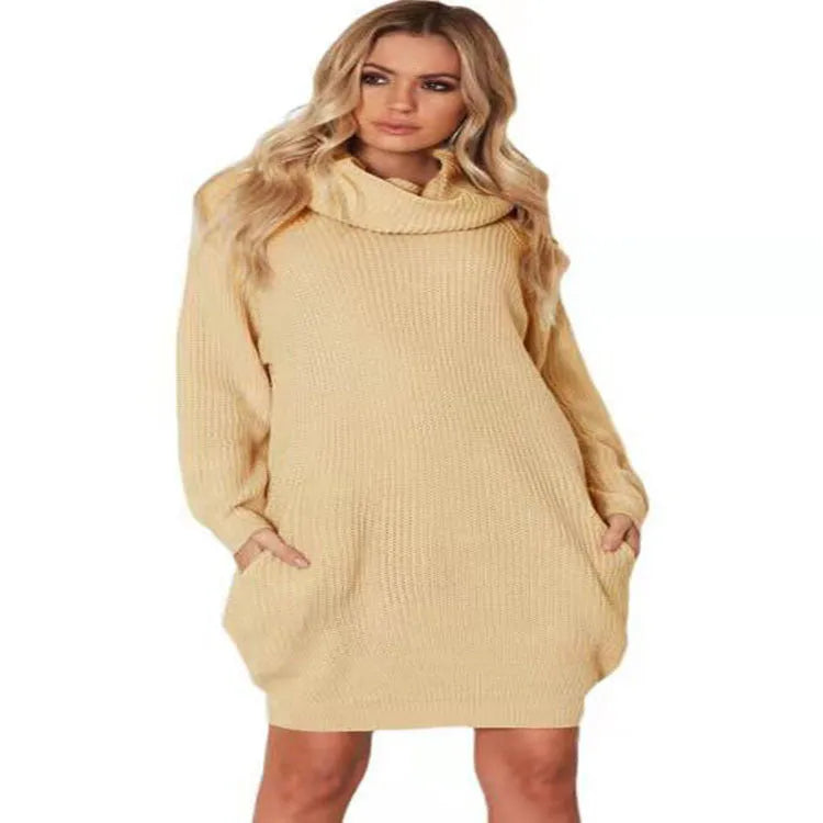 Lapel collar slim fit sweater in light apricot with patch pockets