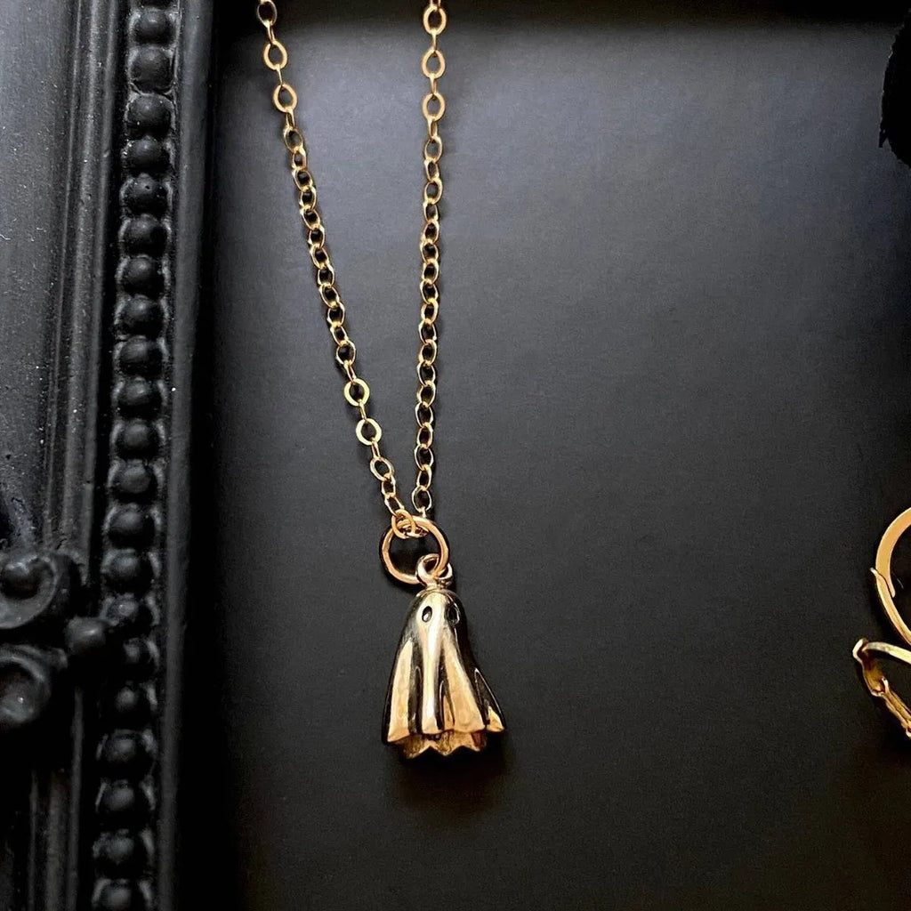 Ghost pendant necklace with stainless steel twisted chain and titanium steel charm