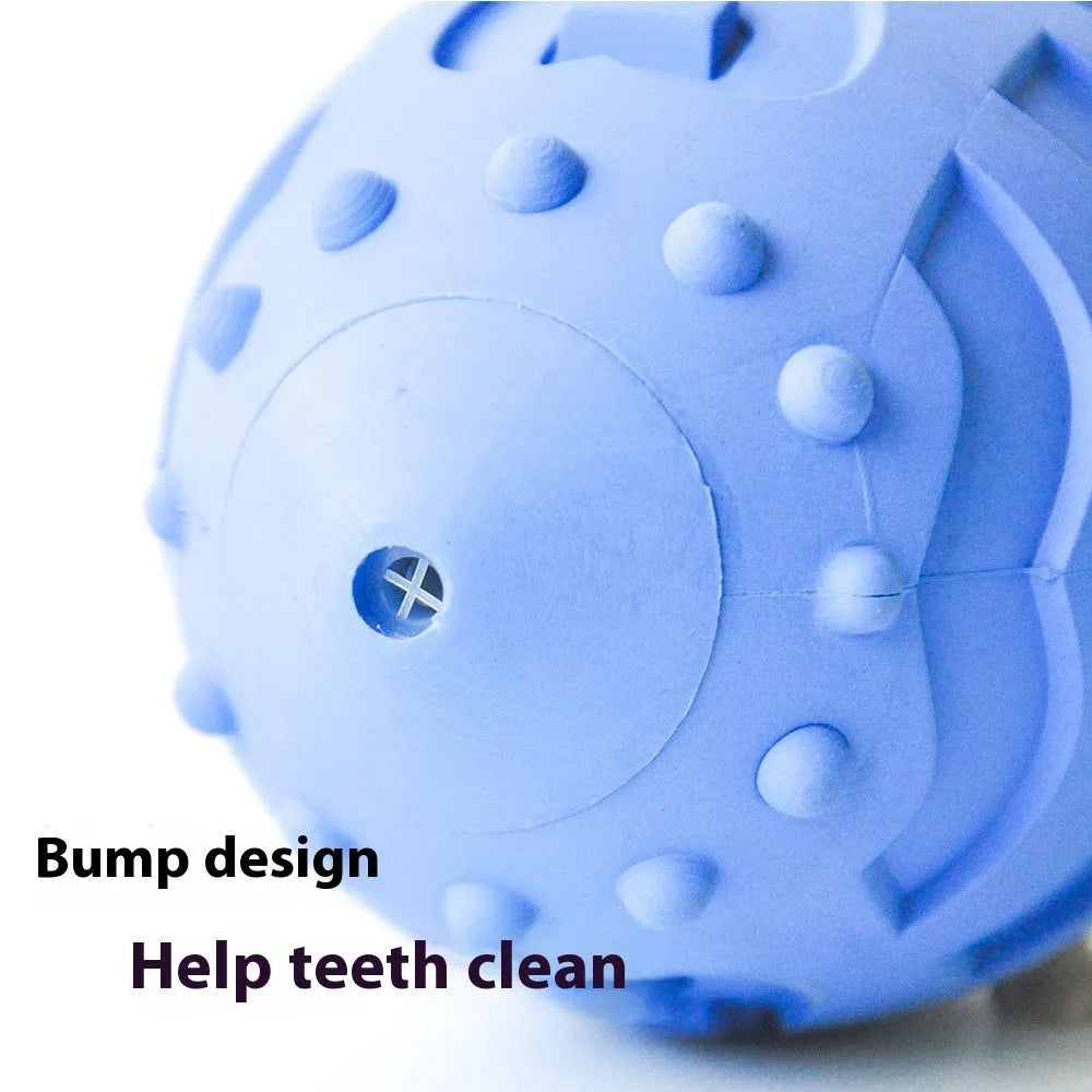 Thickened rubber rugby ball dog toy in light green or sapphire blue for interactive training