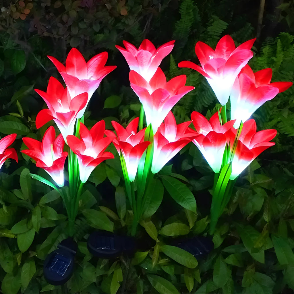 Solar-powered flower-shaped decorative lantern for outdoor garden and courtyard lighting