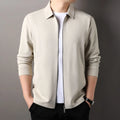 Men's jacket in polyester fabric, shown in black, dark grey, and apricot colours, featuring long sleeves and a straight hem.