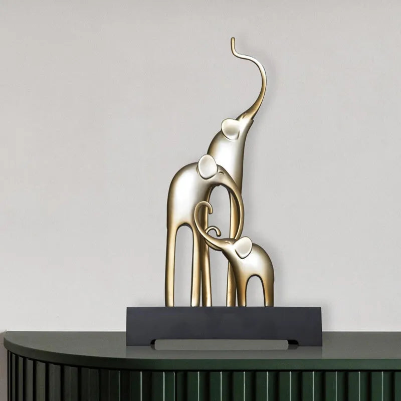 Fortune Bring Elephant resin decorative ornament in European style on a plain background.