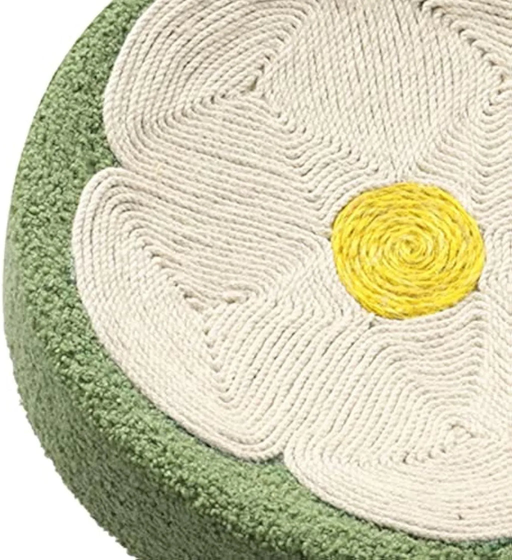 Green round bowl cat scratcher lounge bed with sisal scratching surfaces measuring 39cm diameter