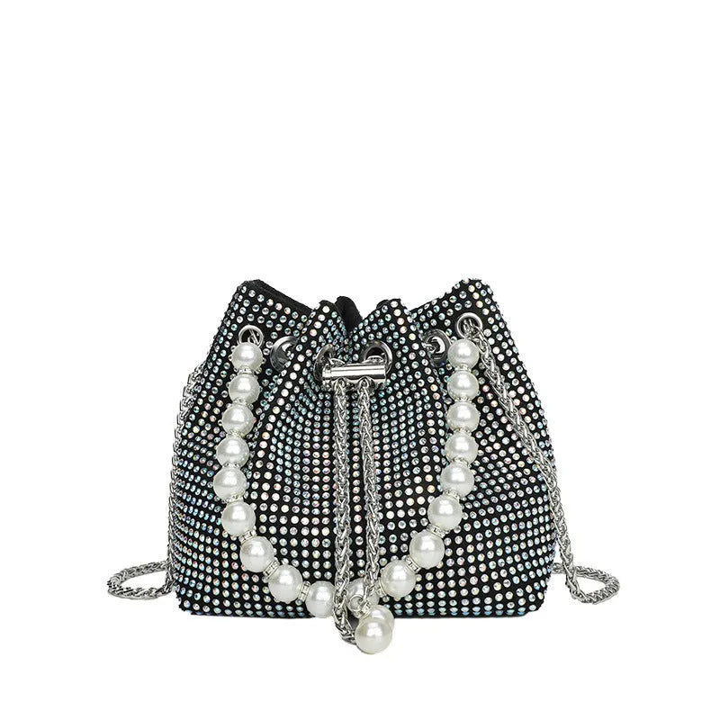 Fashion light diamond shoulder bag in western style with chain strap and bucket shape for daily matching