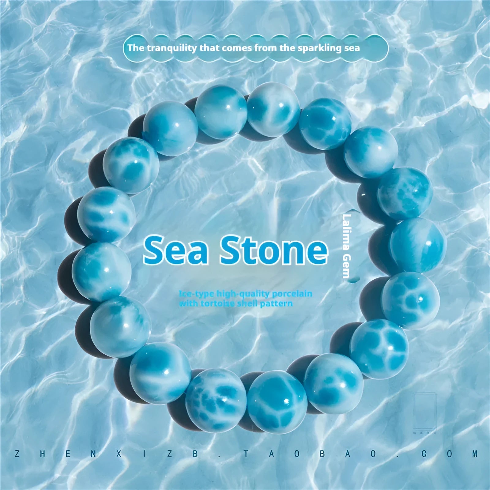 Handcrafted Bodhi bead bracelet with natural crystal sea-pattern stones and pearl accents in Maillard style