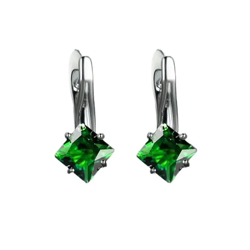 Women's copper earrings with zircon diamond design in three colour options