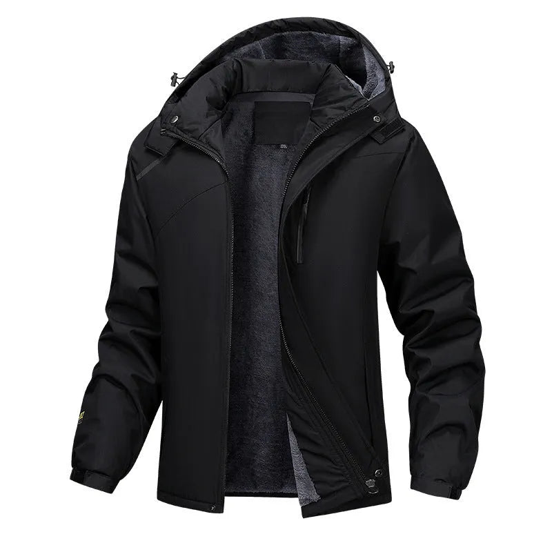 Men's plus-size waterproof hooded coat in polyester available in four colours