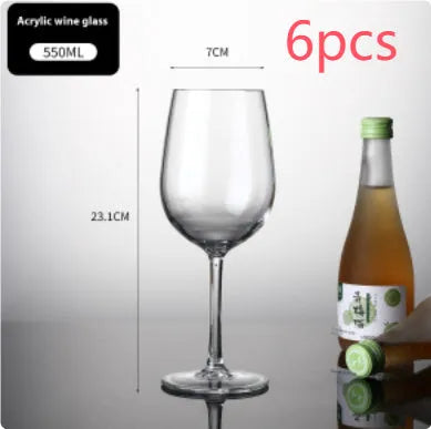 Drop-resistant PC Acrylic wine glass in modern simplicity style available in 300ml and 550ml capacities for party catering.