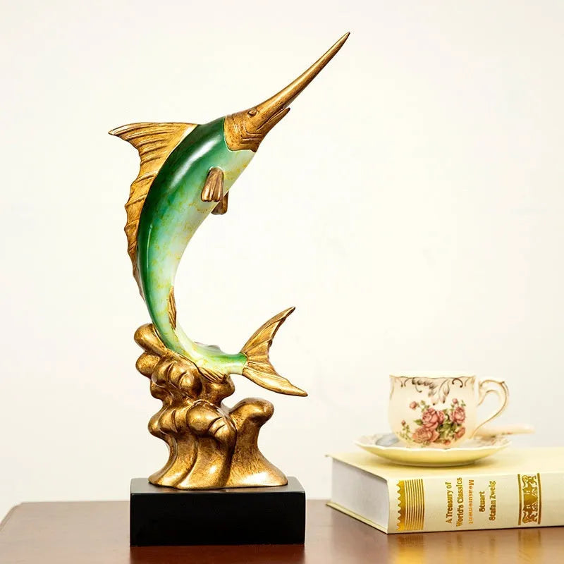 European swordfish decorative ornament in resin and plastic with four colour options