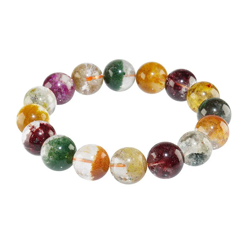 Crystal bracelet with 10mm spherical beads showing ghost cornucopia design in ethnic retro style
