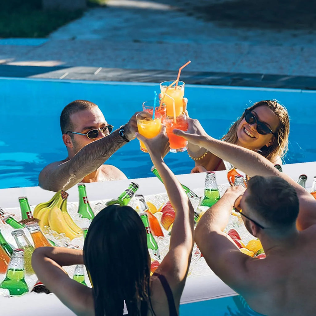 Inflatable ice bar with cup holders and beer steins bucket for party gatherings
