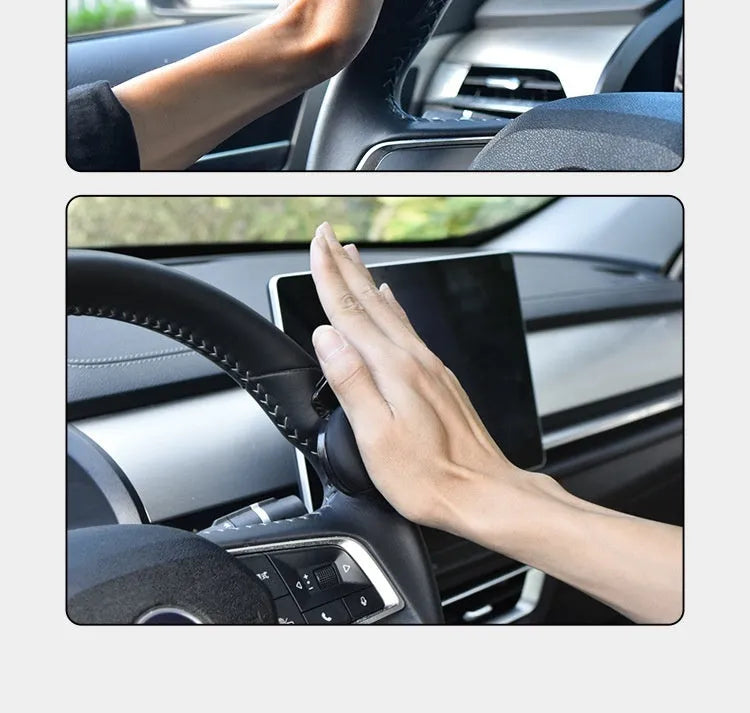 Steering wheel assist ball with silicone grip and metal bearing for single hand steering assistance