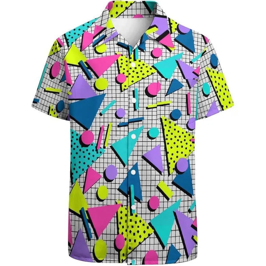 Men's slim fit camouflage pattern short sleeve casual shirt, sports cardigan style.