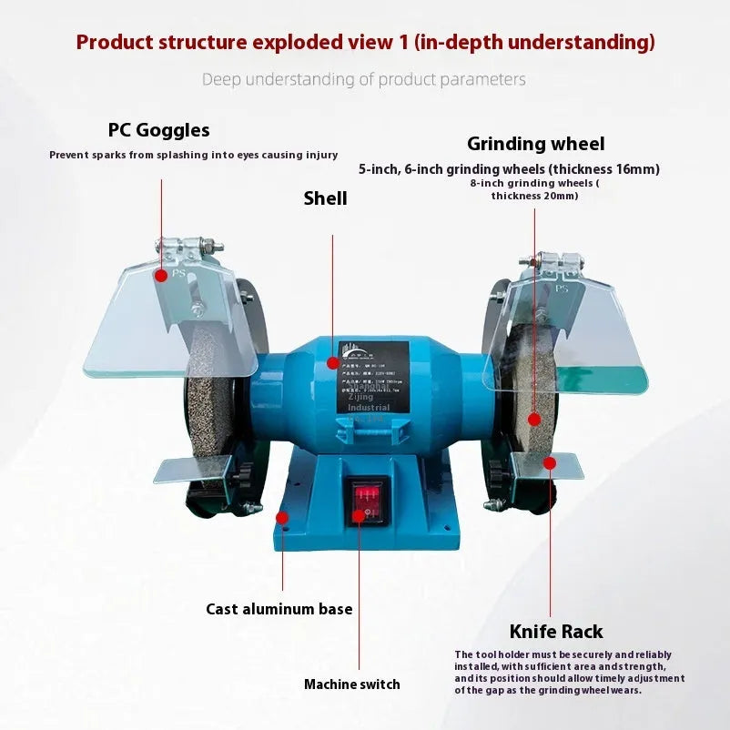 5-inch desktop metal polishing machine for knife and tool sharpening