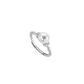 Adjustable copper antique twist pearl ring with geometric design in gold and silver finishes