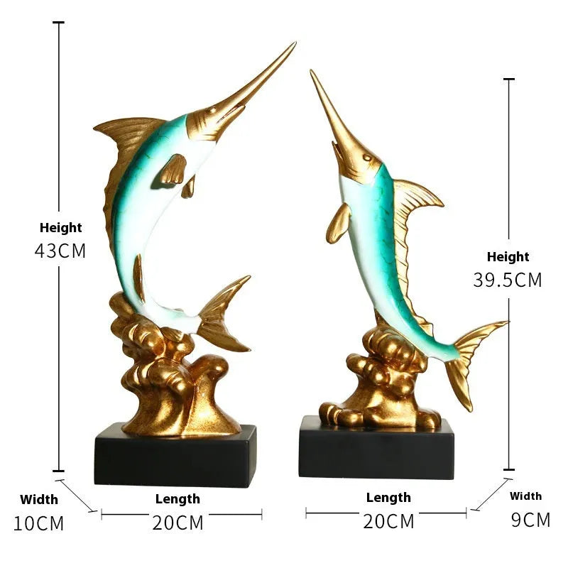 European swordfish decorative ornament in resin and plastic with four colour options