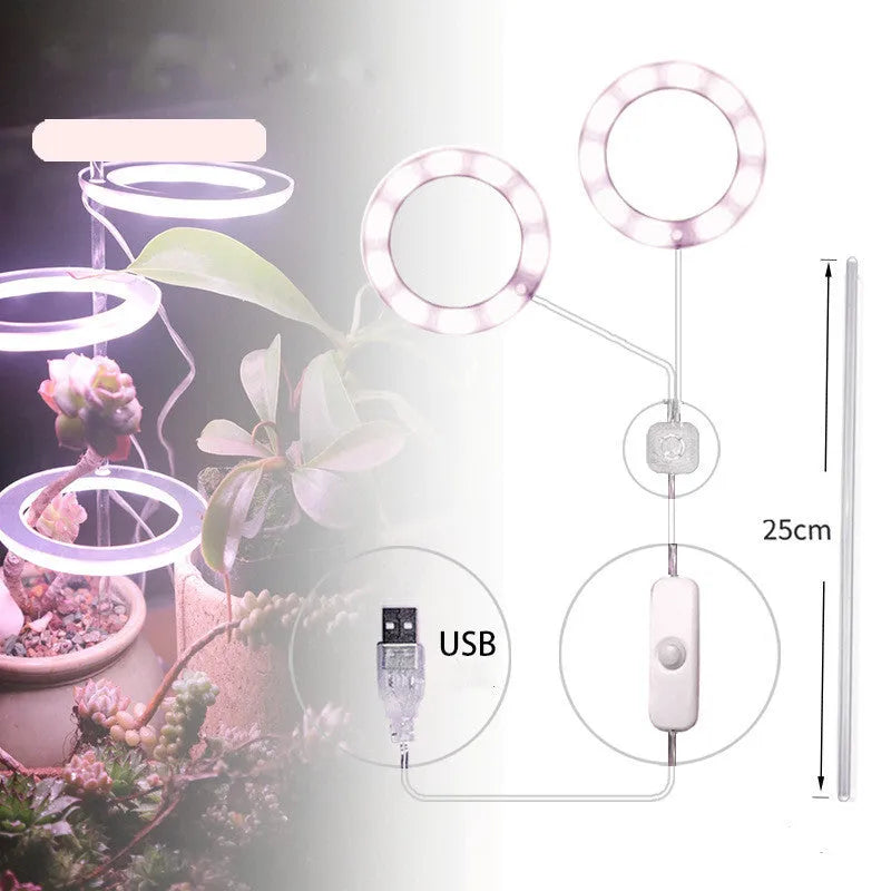 USB LED plant grow light with acrylic stick in pink white or sunshine yellow colour options.