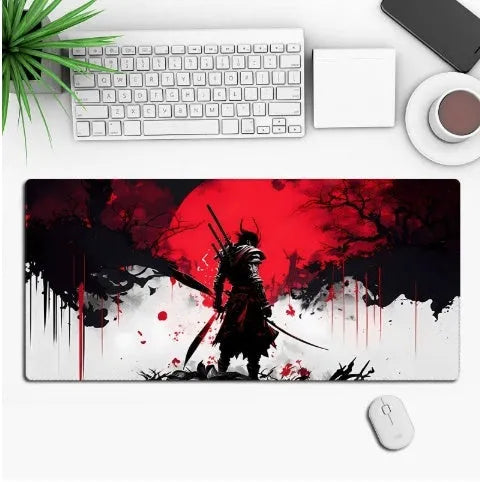 Anime design gaming mouse pad with non-slip rubber base shown on a desk