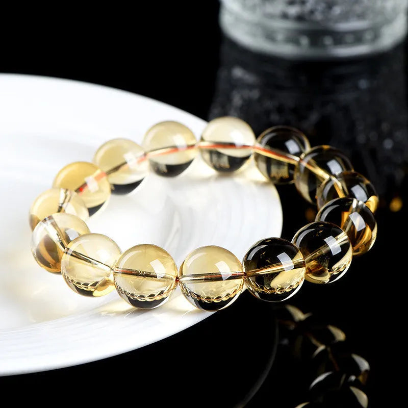 Natural citrine scattered bead bracelet showing 7A and 6A grade stones in polished finish