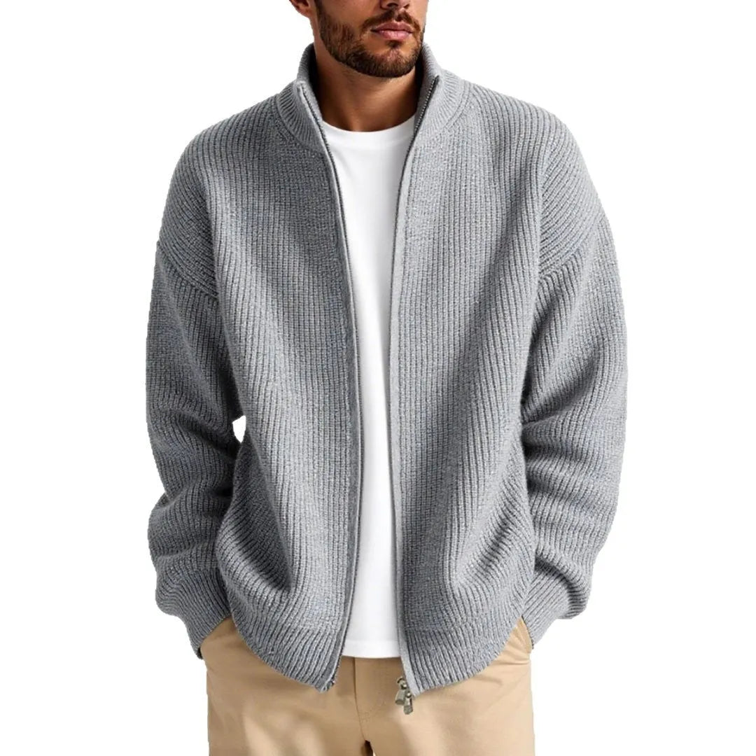 Men's loose cardigan sweater coat in chemical fibre blend, Asian sizing M to 3XL