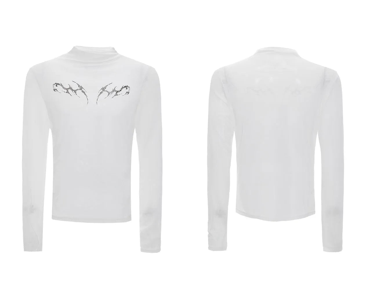 Black and white niche mesh ice-feeling slim bottoming shirt with long sleeves in sizes S to XL