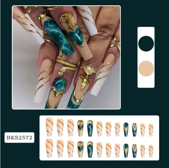 Ballet W067 wave line glue pattern detachable nail stickers with jelly glue sachets