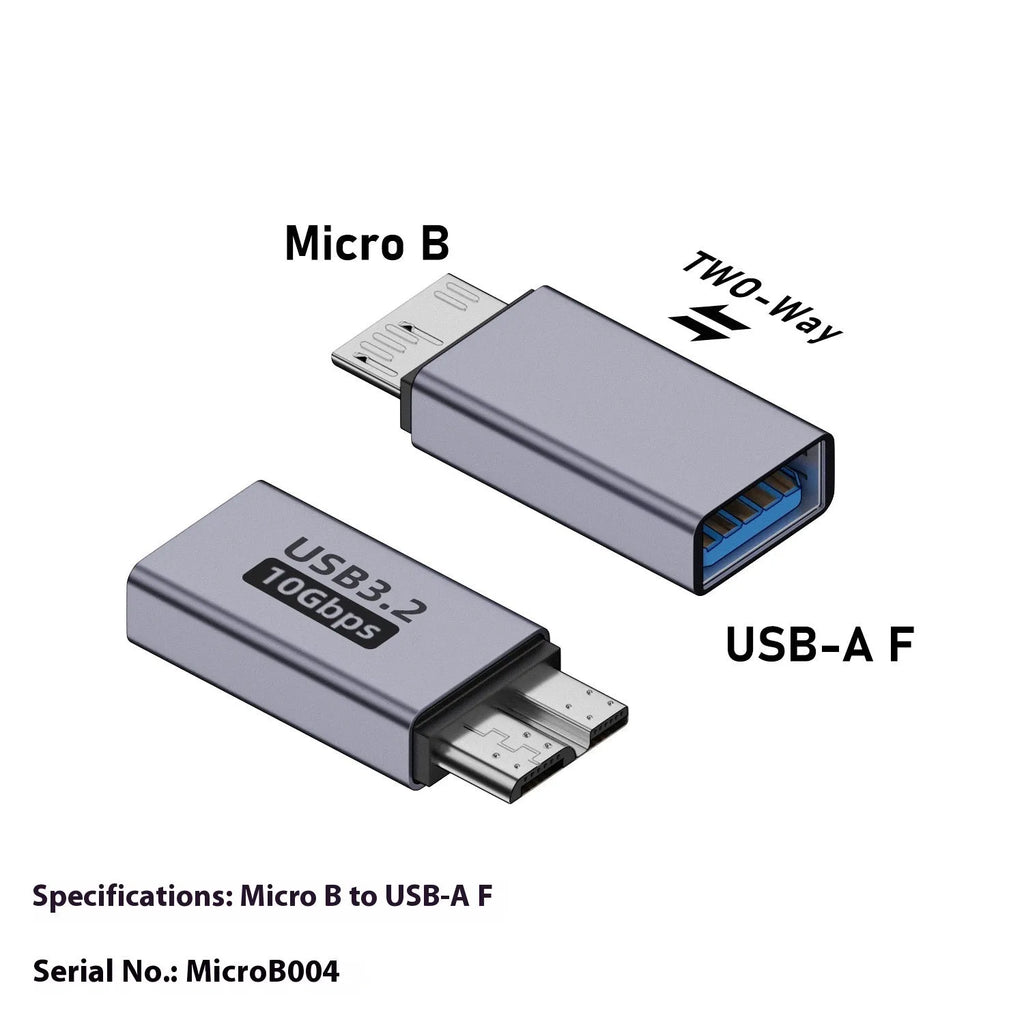Micro B adapter converter showing Type-C and USB interface options for charging and data transfer