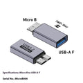 Micro B adapter converter showing Type-C and USB interface options for charging and data transfer