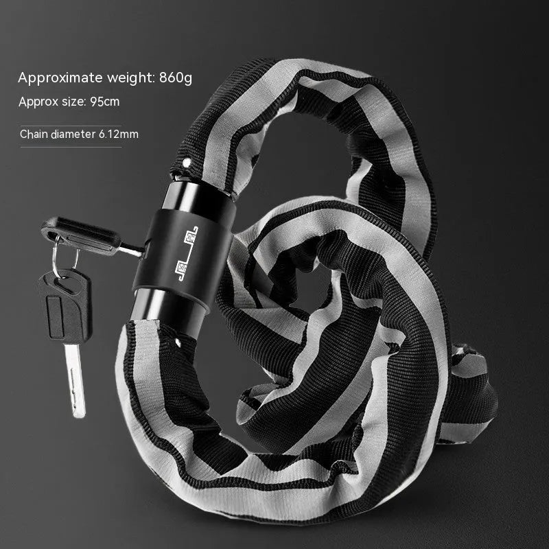 95cm mountain bike chain lock with hydraulic shear resistance in black colour showing zinc alloy construction