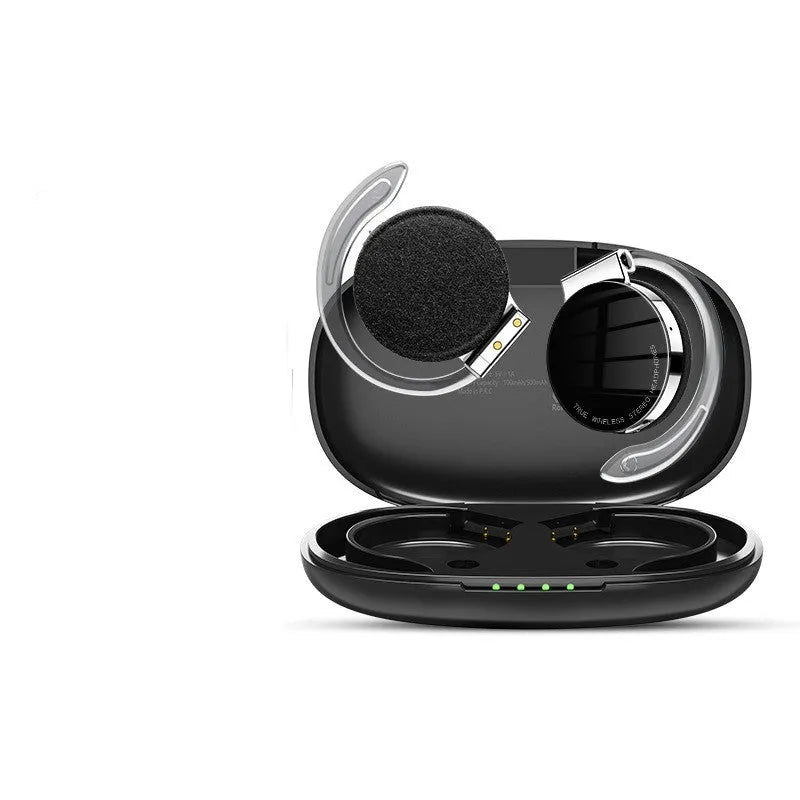 Black and white wireless Bluetooth 5.2 sports earphones with in-ear design showing NFC touchpoint.