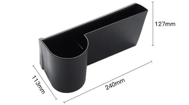 Plastic Tesla Model 3 and Y dashboard cup holder with a handle for left-hand drive cars.