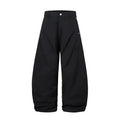 Men's black pleated machete casual trousers with wide-leg loose fit and cotton fabric