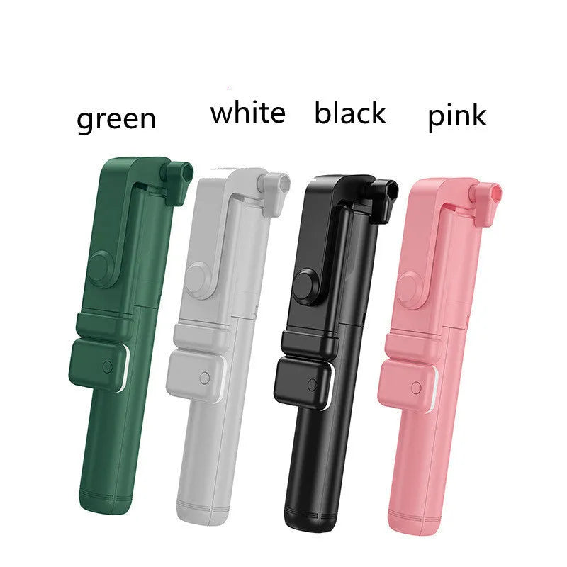 Aluminium Bluetooth selfie stick and tripod with phone holder in black, extended for use.
