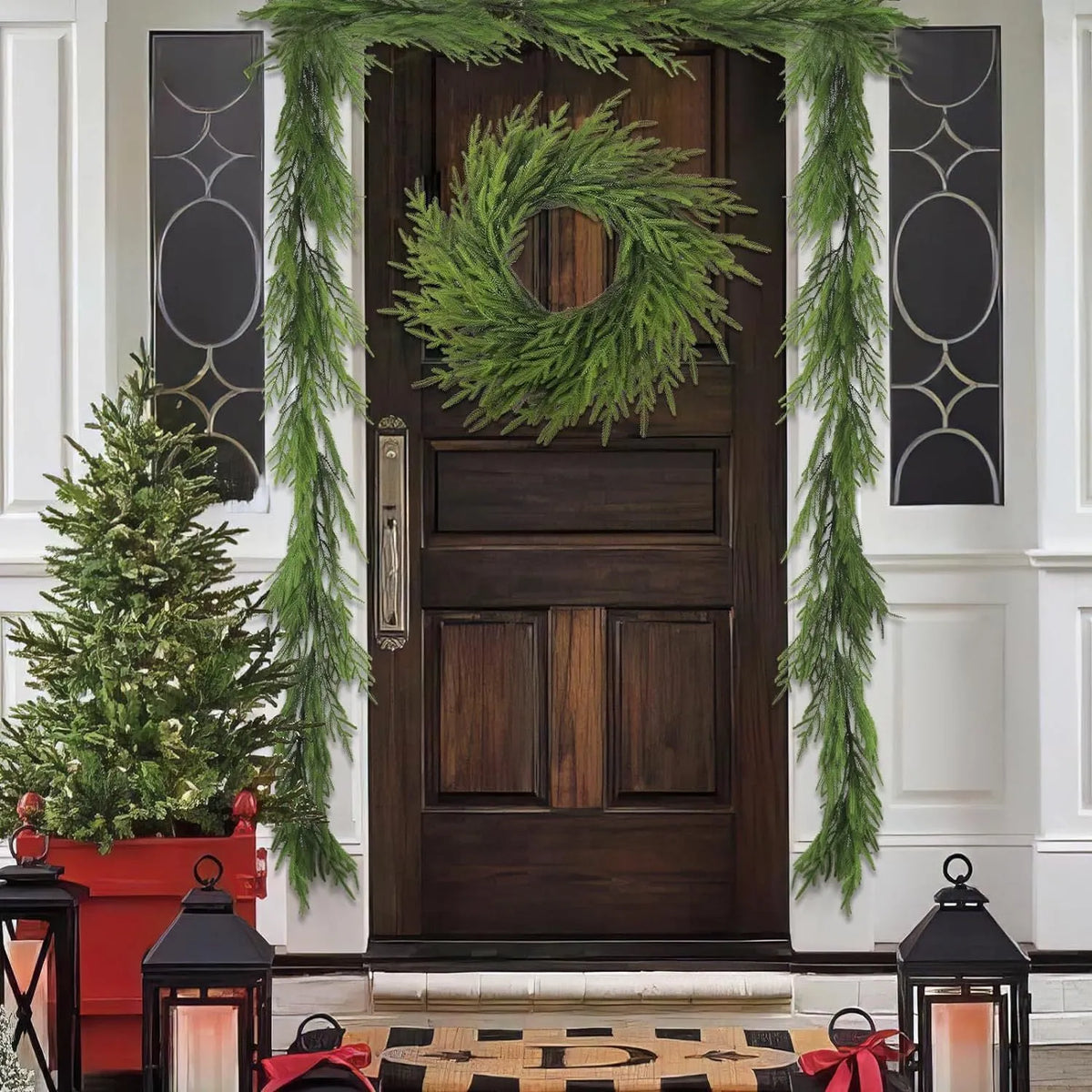 Plastic PE front door garland with 60cm length and American country styling