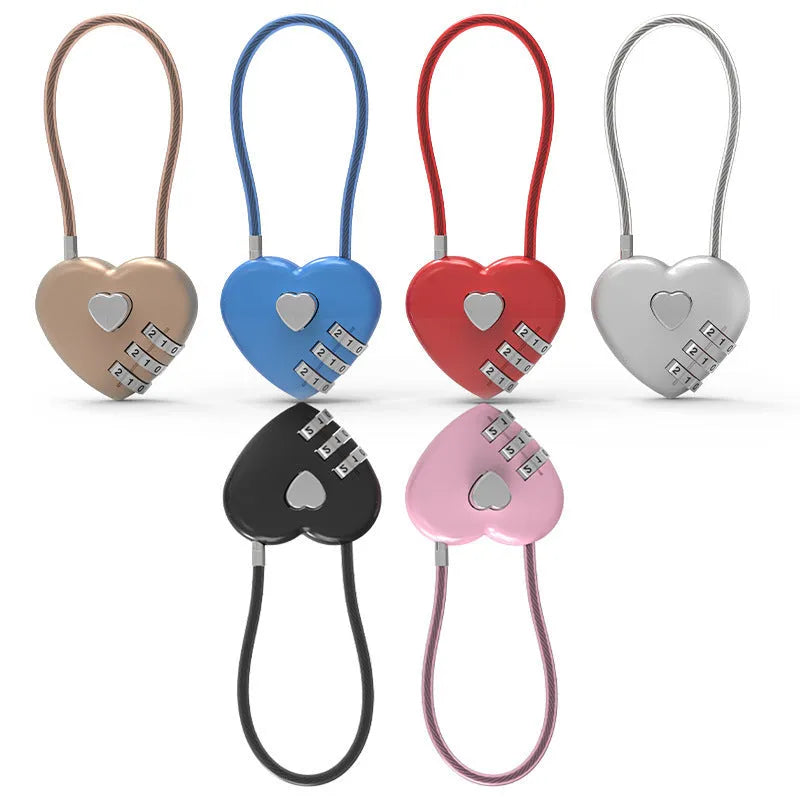 Peach Heart ABS plastic wire rope love lock with steel cable in modern design