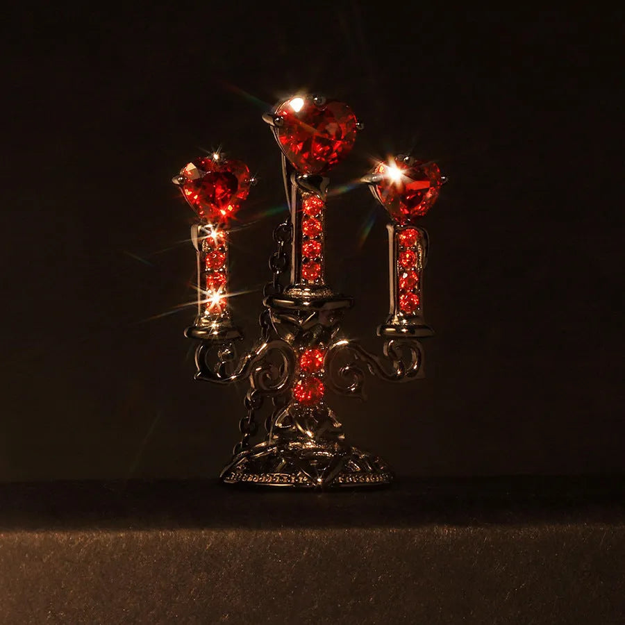 Gothic style zinc alloy clavicle chain necklace with a hollow candlestick pendant in a retro colour finish.
