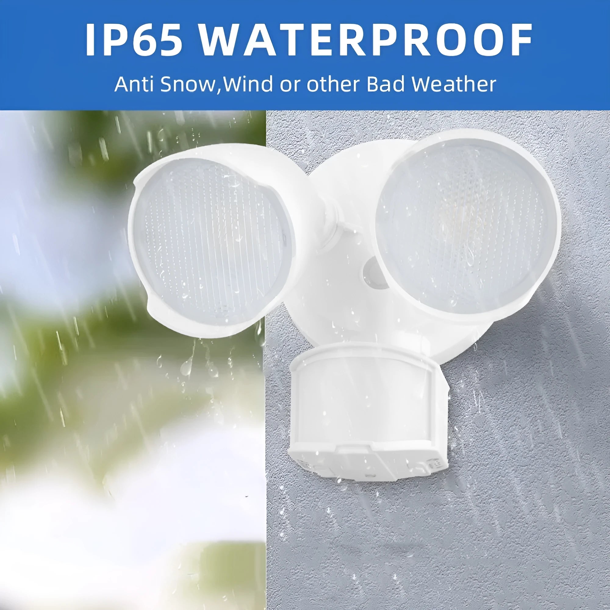 White 120V LED human body induction security flood light with PIR sensor for outdoor wall mounting