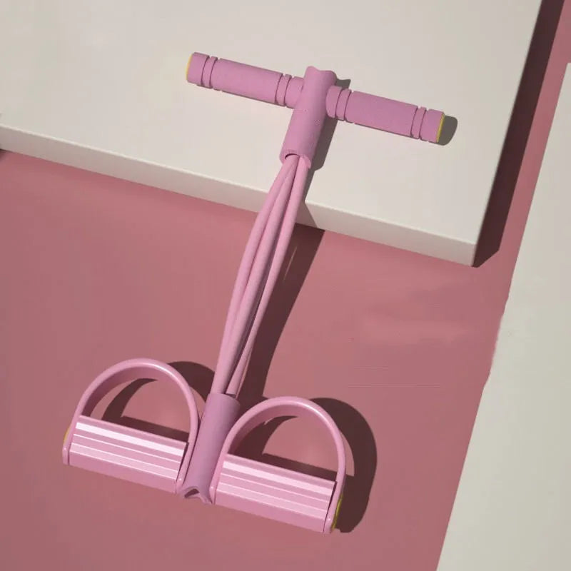 Four-piece yoga fitness set with leg stretcher, yoga ring, pedal puller, and figure-eight tension rope.