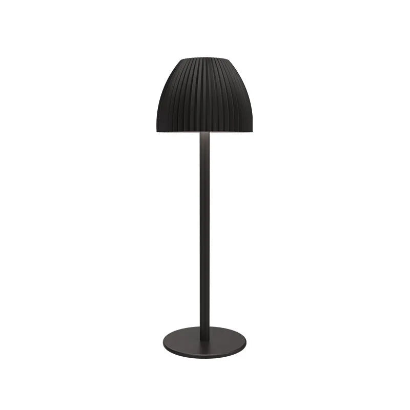 Modern dimmable bedside night lamp with thin round base in black or white finish