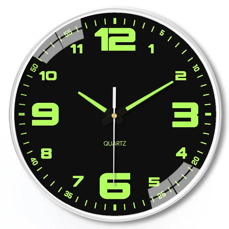 Modern 8 inch diameter luminous plastic wall clock for home and office decoration