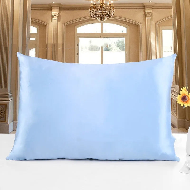 19 M double-sided silk pillowcase shown in apricot colour, lying flat to show envelope closure.
