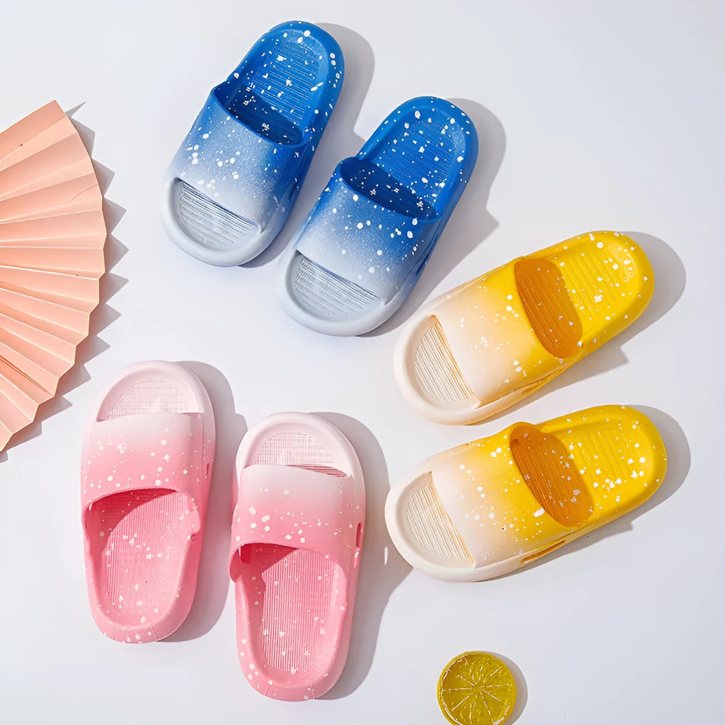 Gradient colour PVC summer slippers for children with non-slip soles
