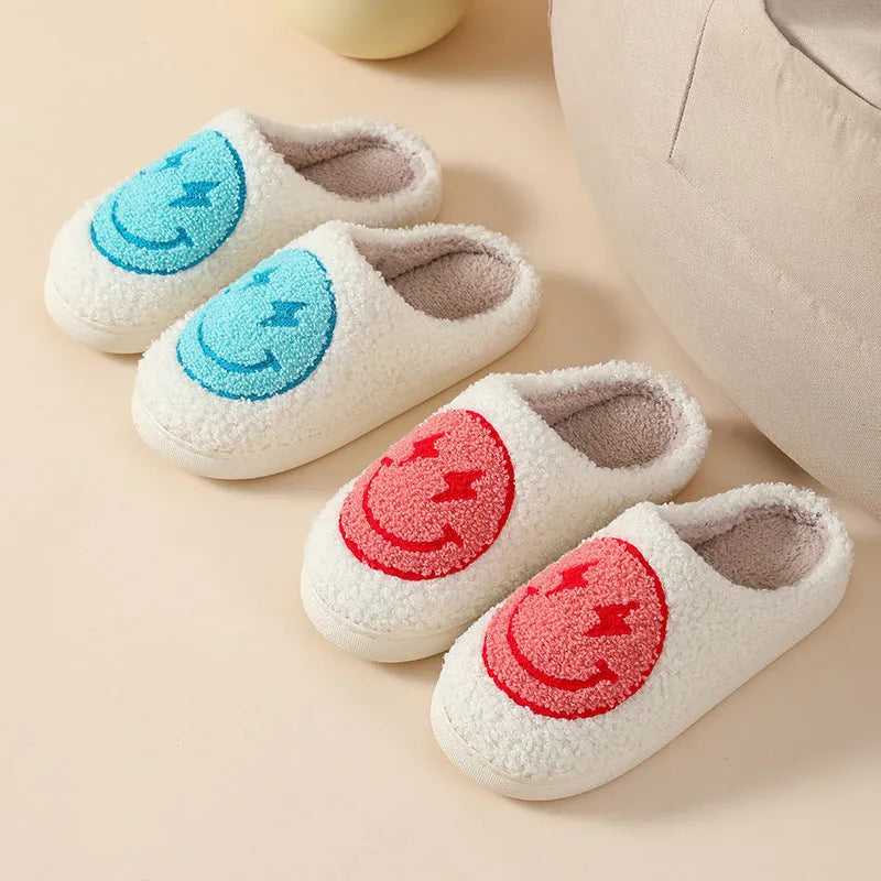 Women's plush cartoon love style home slippers with PVC non-slip soles in five colour options