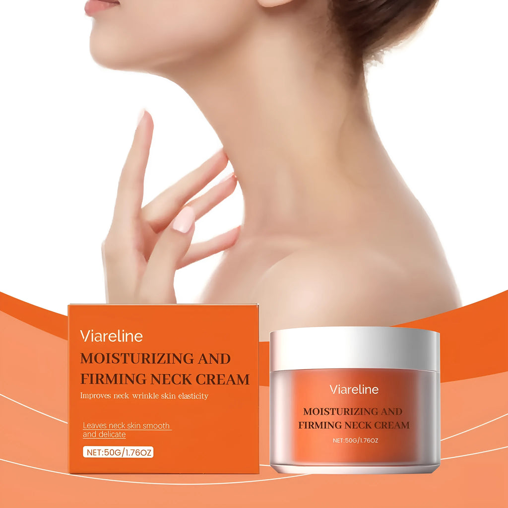 50g moisturising neck cream in compact container for daily neck contour skincare