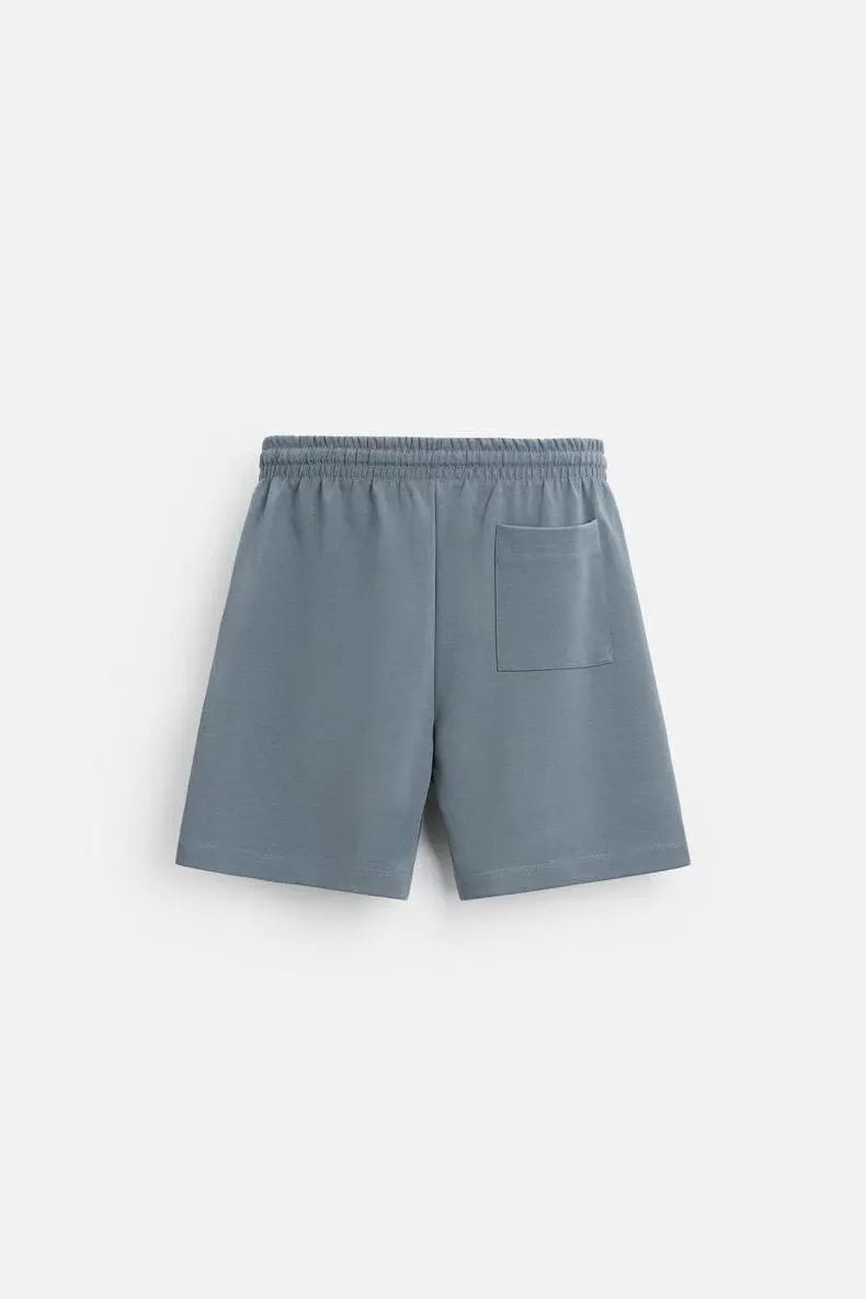 Men's loose double-sided texture short sleeve t-shirt and matching shorts leisure set in polyester fabric