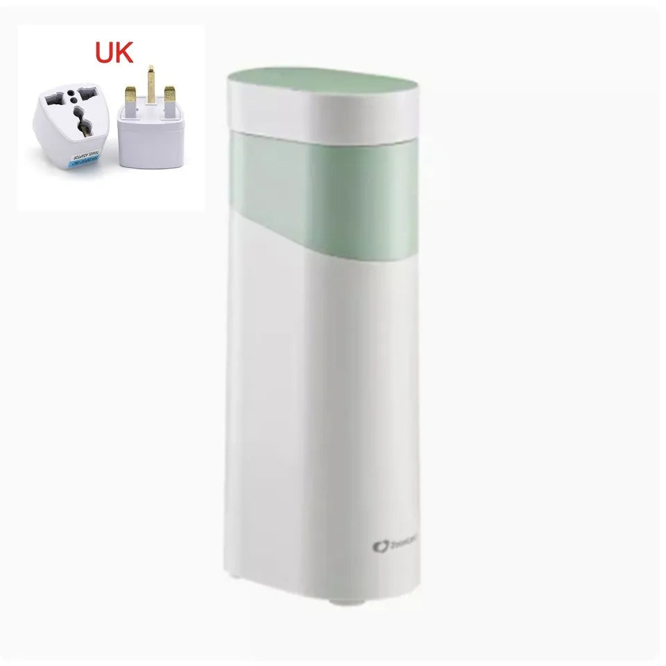 Small black or green desktop instant water dispenser with digital display and nano heating film.