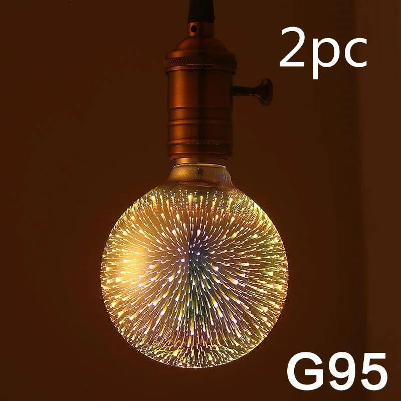Decorative LED 3D light bulb with E27 socket in various shapes including heart and star designs