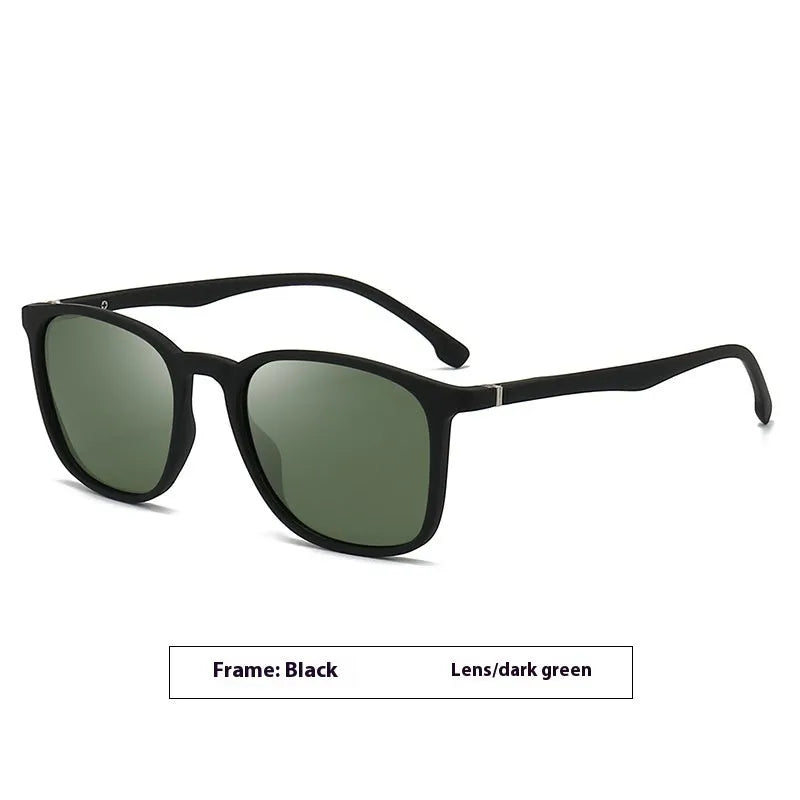 Men's polarised sunglasses with PC frame showing multiple colour options including black and blue frames