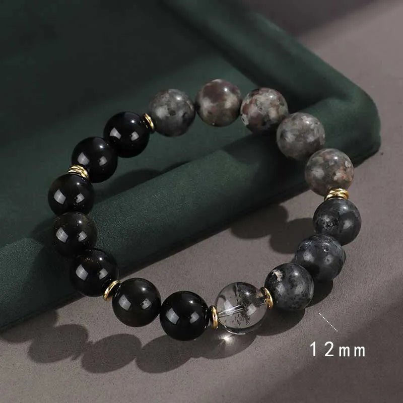 925 silver hoop mantra bracelet with Black Myth Wukong design, unisex handmade style with stone colour options