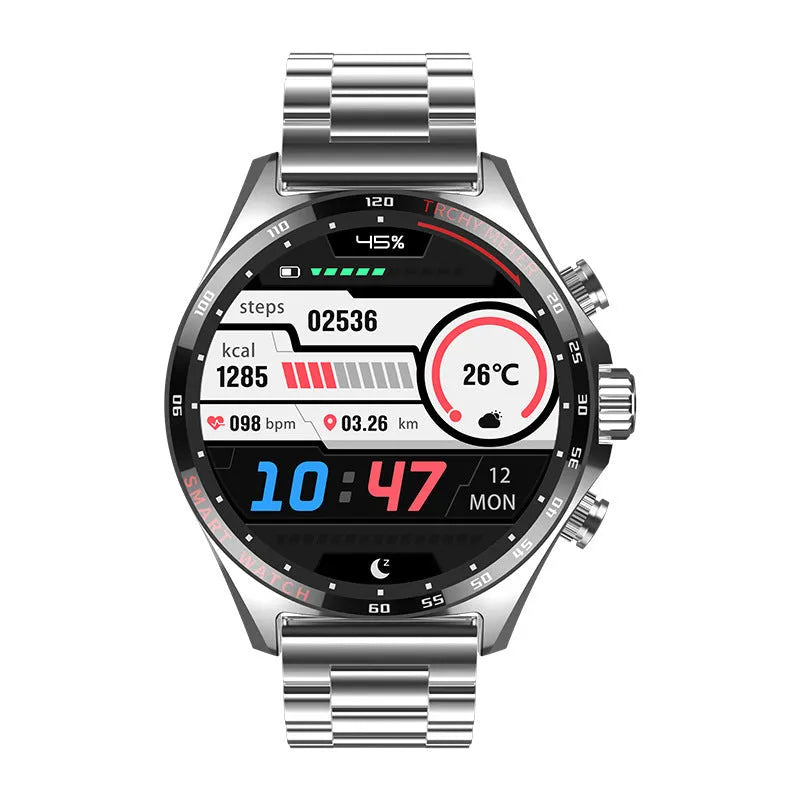 Smart watch in black, silver or gold with health monitoring functions on wrist